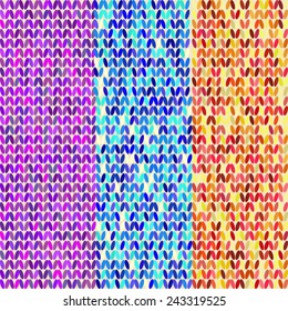 Style Seamless Multicolor Knitted Pattern. Geometric background. Vector illustration.