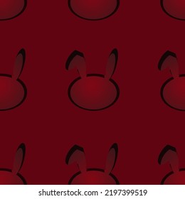 Style seamless pattern with symbol of 2023 new year. Vector illustration with set of rabbit. Christmas greeting card in cut out paper style. 