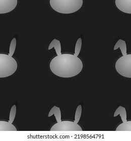 Style seamless pattern with symbol of 2023 new year. Vector illustration with set of rabbit. Christmas greeting card in cut out paper style. 