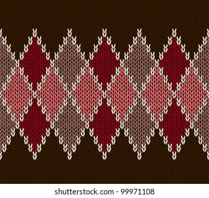 Style Seamless Pink Brown Red Color Knitted Pattern