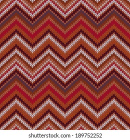 Style Seamless Red Orange White Color Knitted Pattern 