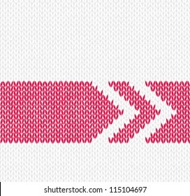 Style Seamless White with Red Arrow Color Knitted Vector Pattern