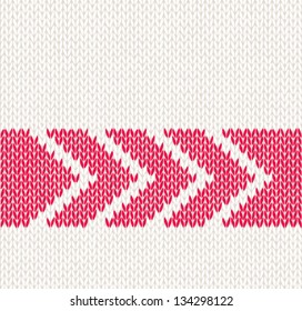 Style Seamless White with Red Arrow Color Knitted Vector Pattern