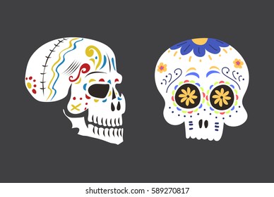 Style skull face dia de los muertos symbol vector illustration.