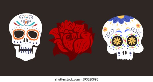 Style skull face dia de los muertos symbol vector illustration.