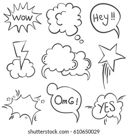 Style text balloon hand drawn doodles