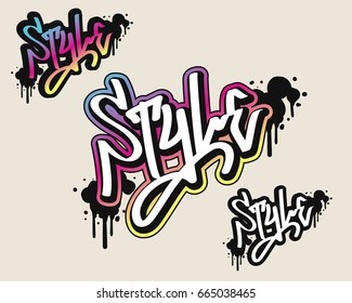 Style text in graffiti style vector illustration.