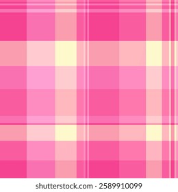 Style texture textile background, repetitive fabric seamless plaid. Napkin vector pattern tartan check in pink and red colors.