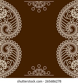 Style traditional Indian mehndi patterns. Lace frame.