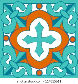In the style of traditional Talavera tiles, this bright vector is great as a standalone or in a repeating pattern.