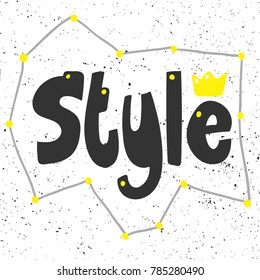 Style typography lettering text banner with crown on top. Good for web page design banner, motivational poster, wallpaper, sticker pack and social media content