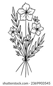 Style vector illustration of flower and leaves bouquet
