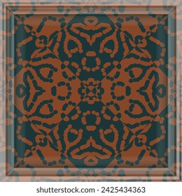 Style vector pattern in red brown blue. Bright pattern for textiles, pillows, interior decoration. Frame.