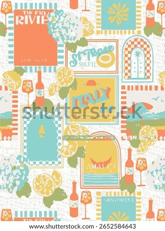 style vibrant posters with Italian text Bella Ciao, Dolce Vita, Bella Vita. Wavy hand-drawn frames in vector format, ideal for fashion graphics, t-shirt prints, posters, and cards.
