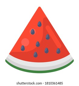 Style of watermelon slice, editable flat vector 