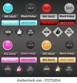 Style web elements vector button set 