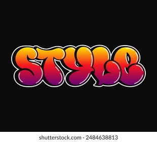 Style word trippy psychedelic graffiti style letters.Vector hand drawn doodle cartoon logo Style illustration. Funny cool trippy letters, fashion, graffiti style print for t-shirt, poster