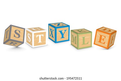 STYLE written with alphabet blocks - vector illustration