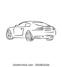 Styled car icons, modern car, vector sketch illustration