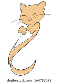 Styled cute abstract cat with smile. Vector illustration.