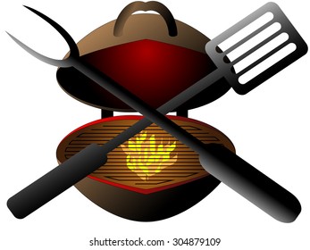 Styled garden grill with burning fire prepared for grilling and barbecue