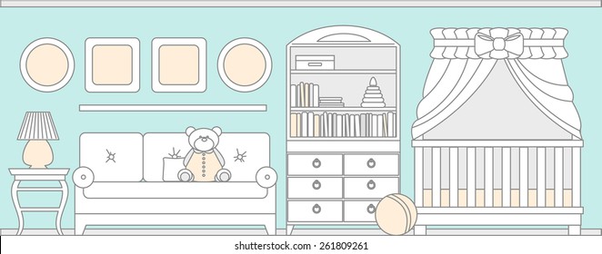 Styled interior of baby room