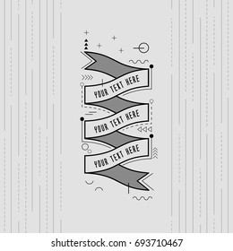 Styled memphis Ribbons, Labels, Tags, Emblems. Vector