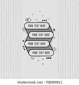 Styled memphis Ribbons, Labels, Tags, Emblems.Vector.
