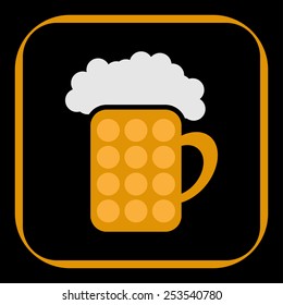 styled pint of beer with foam - icon in the border