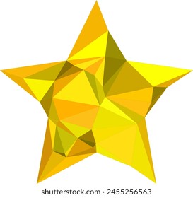 styled star, composed of various shades of yellow polygons that give it a 3D, faceted appearance
