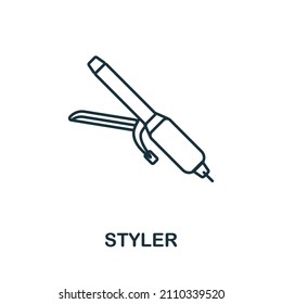 Styler icon. Line element from hairdresser collection. Linear Styler icon sign for web design, infographics and more.