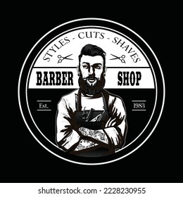 styles cut shave barber shop logo vector, saloon logo illustration