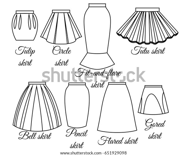 Styles Skirts Set Outline Stock Vector (Royalty Free) 651929098