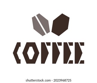 Styling Kaffeebohnen für das Logo. Grafische Schrift im Flachbildstil