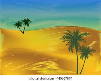 Styling of the desert with palm trees