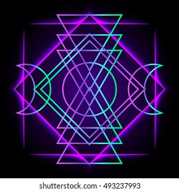 Styling magical witch ornament, moon, month, Wicca, gothic, mystic magic symbol, elements for design, Halloween concept, vector EPS10