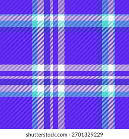 Estilizando a textura de fundo sem costura, padrão de tecido de vetor superior. London xadrez verificar tartan têxtil na paleta de cores índigo e brilhante.