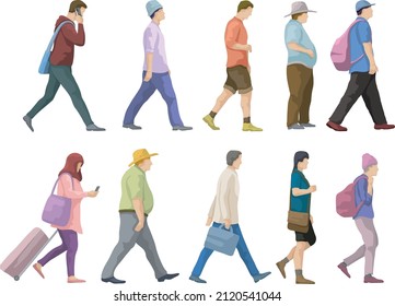 Styling Set von Menschen. Gruppe von Männern und Frauen flache Cartoons einzeln auf weißem Hintergrund.