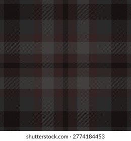 Styling textile texture check, postcard plaid pattern tartan. Slim fabric vector seamless background in grey and black colors palette.