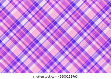 Styling texture background pattern, collage check plaid vector. Real fabric tartan seamless textile in violet and light colors palette.