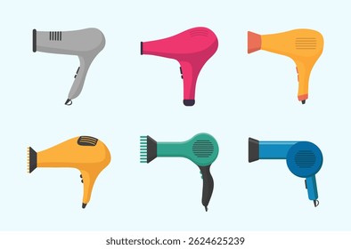 Styling tool in isolated fashion object vector with hot air concept and electronic appliance design used for beauty treatment by consumer in salon with dryer sign and hairstyle button graphic

