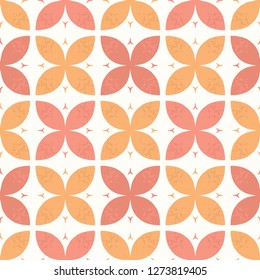 Stylised abstract orange coral flowers. Hand drawn seamless vector pattern illustration. Geometric retro decorative floral shape all over print in pastel peach color.