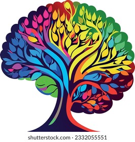 stylised brain tree on white background