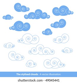 The stylised clouds. A vector illustration