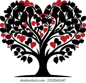 stylised heart tree on white background