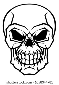 A stylised human skull grim reaper design element 