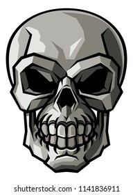 A stylised human skull grim reaper design element 