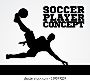 A stylised illustration of a soccer football player in silhouette