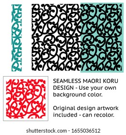 Stylised Maori Koru Seamless background Pattern - Easy to change color