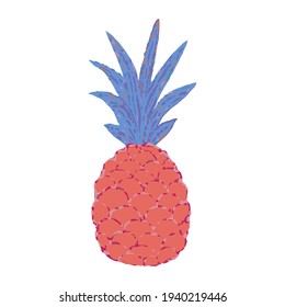 Stylised pineapple isolated on a white background. Summer fruits. Vector illustration.